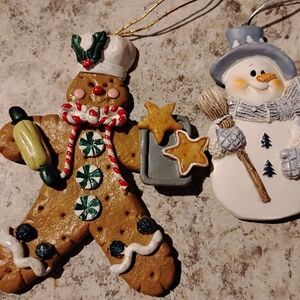Festive Gingerbread and Snowman Ornaments